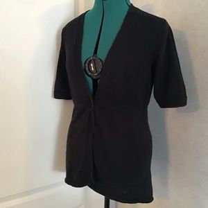 Eddie Bauer Short-sleeve Slub Knit Black Cardigan